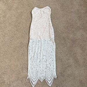 Lovers + Friends | White Crochet Lace Midi Slip Dress | Size XS